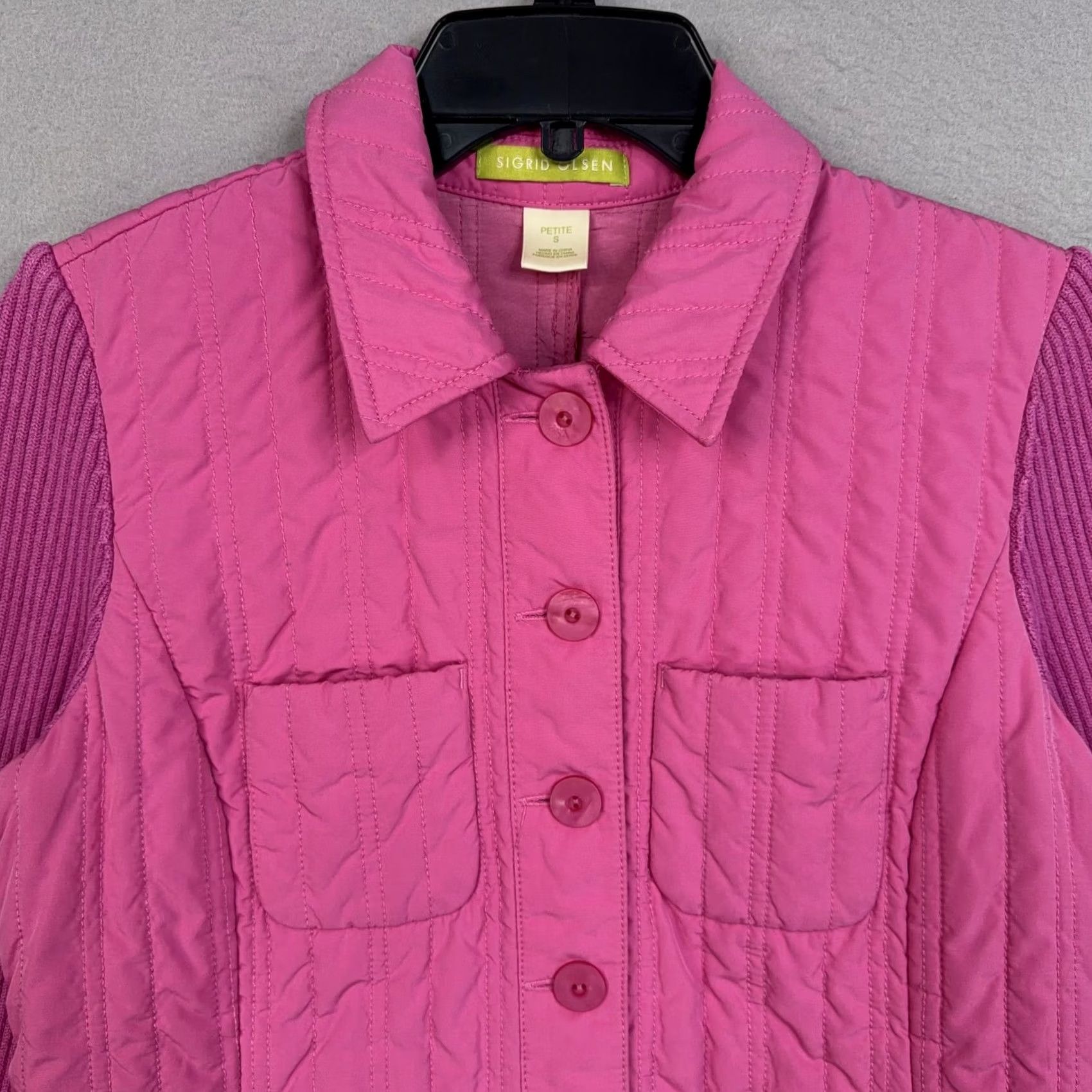Pinko Sigrid Olsen Jacket Womens Petite S Pink Quilted Knit Shacket Shirt Size S / US 4 / IT 40 - 2 Thumbnail