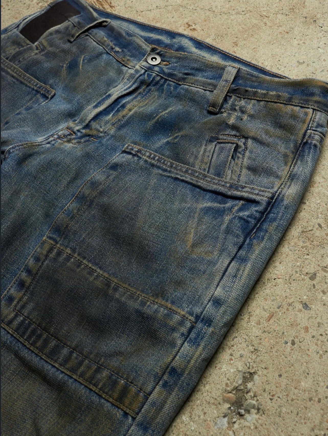 Rick Owens 01 [SLAB] MUDWASH WIDE CARPENTER DENIM Size US 29 - 6 Thumbnail