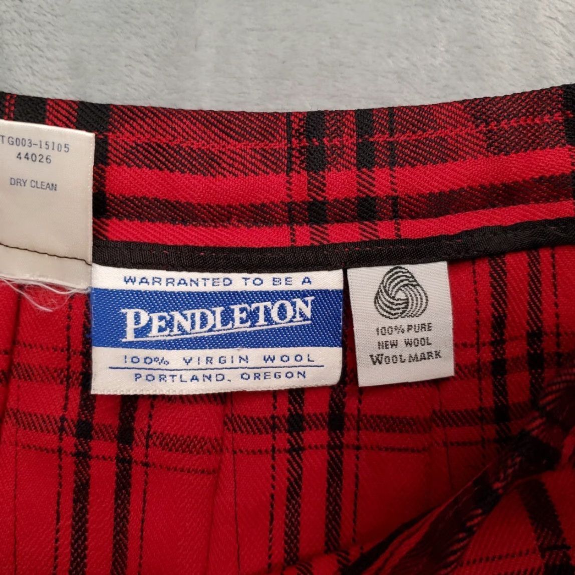 Pendleton VINTAGE Pendleton Skirt Womens 8 Red Black Plaid 100% Wool Pleated Made in USA Size 30" / US 8 / IT 44 - 4 Thumbnail