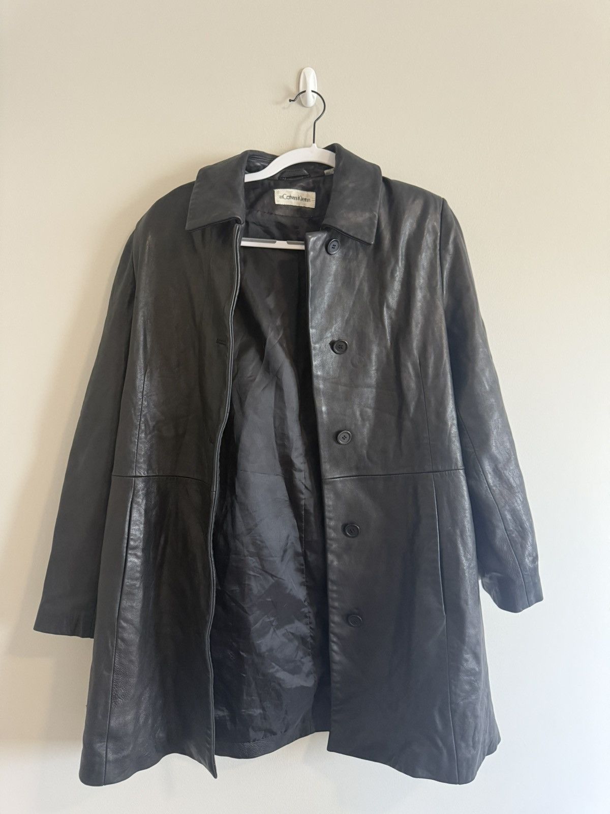 Calvin Klein Vintage 90s Calvin Klein Leather Coat Size M / US 6-8 / IT 42-44 - 1 Thumbnail