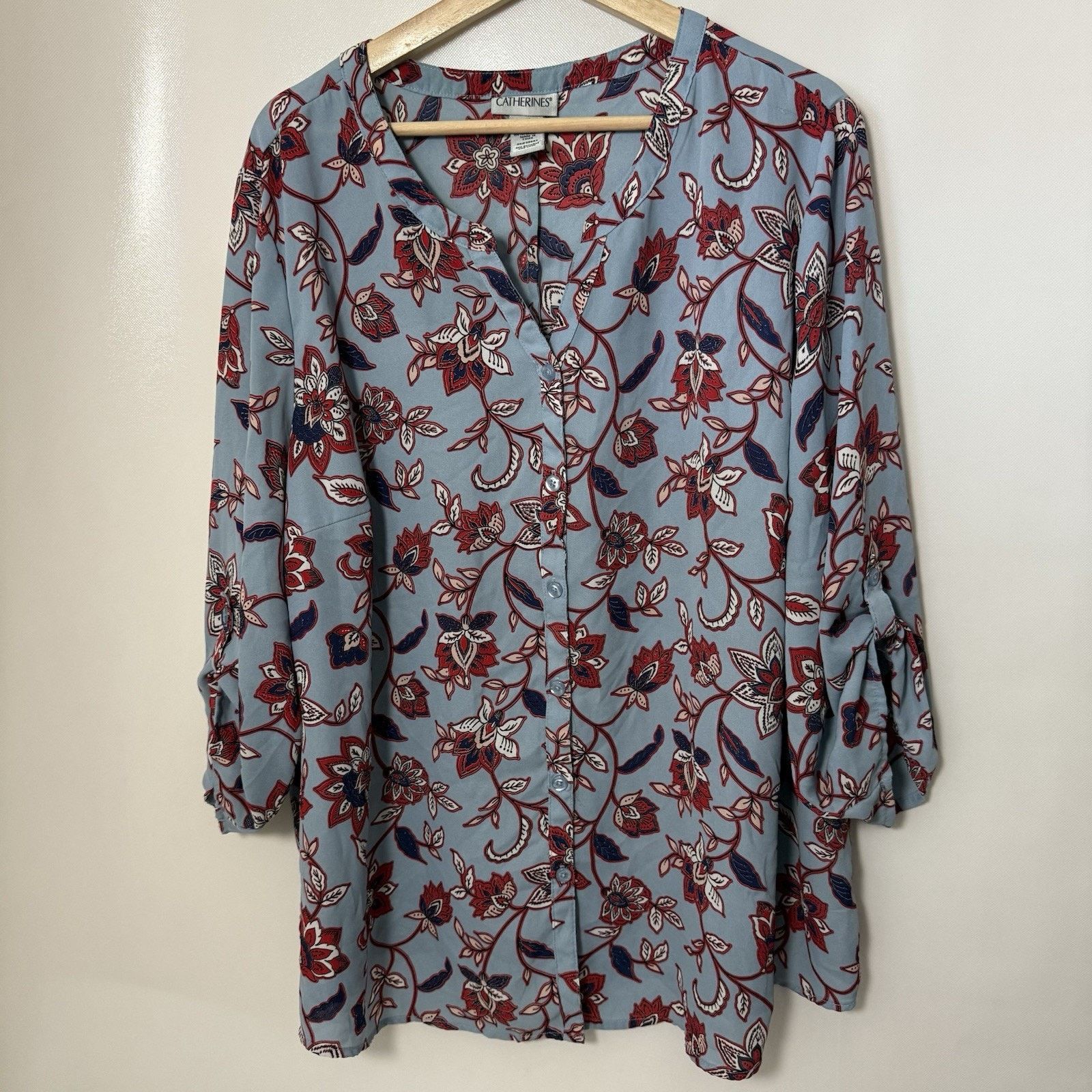 Other Catherines Women's Blouse Breezeway Blue Paisley Georgette Size XXL / US 16-18 / IT 52-54 - 2 Thumbnail