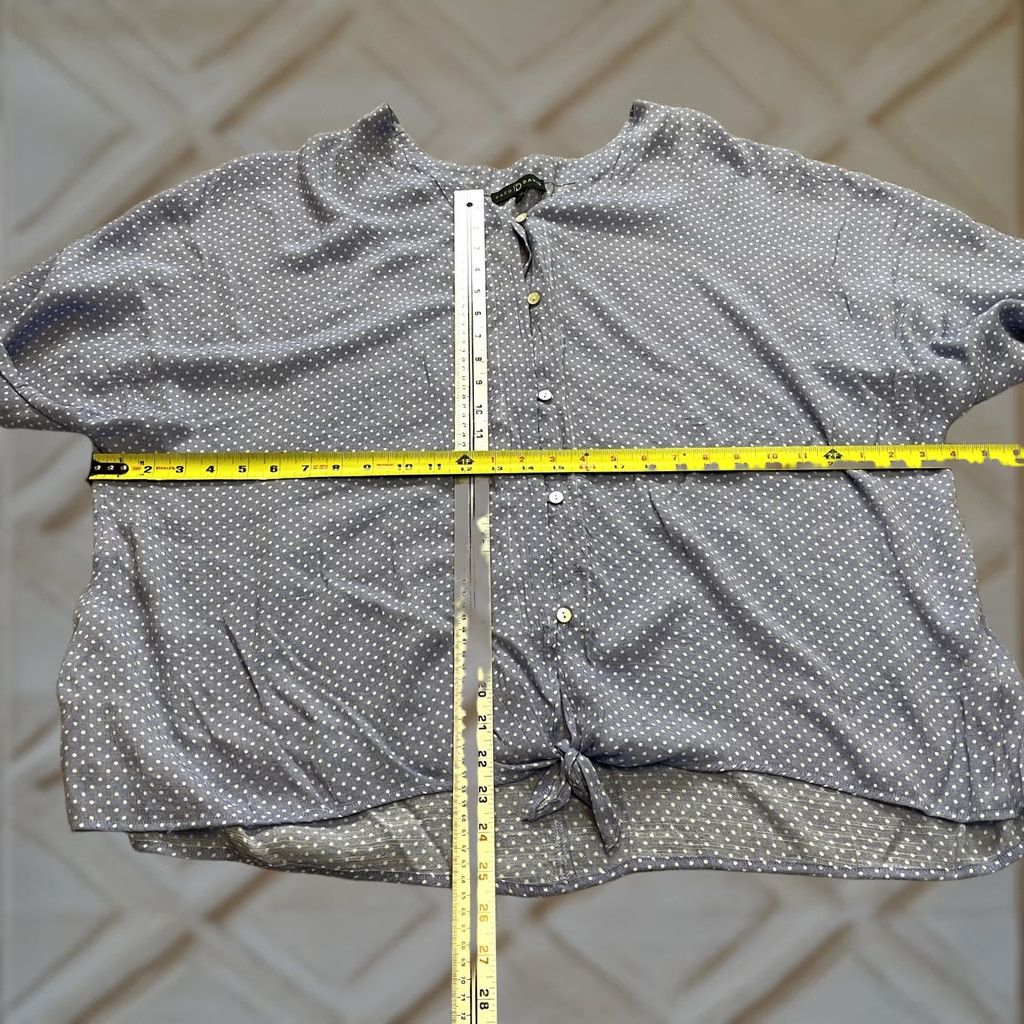 FRED Fred David Womens Button Up Shirt 3X Light Blue Polka Dot Short Sleeve Size XXL / US 16-18 / IT 52-54 - 1 Thumbnail