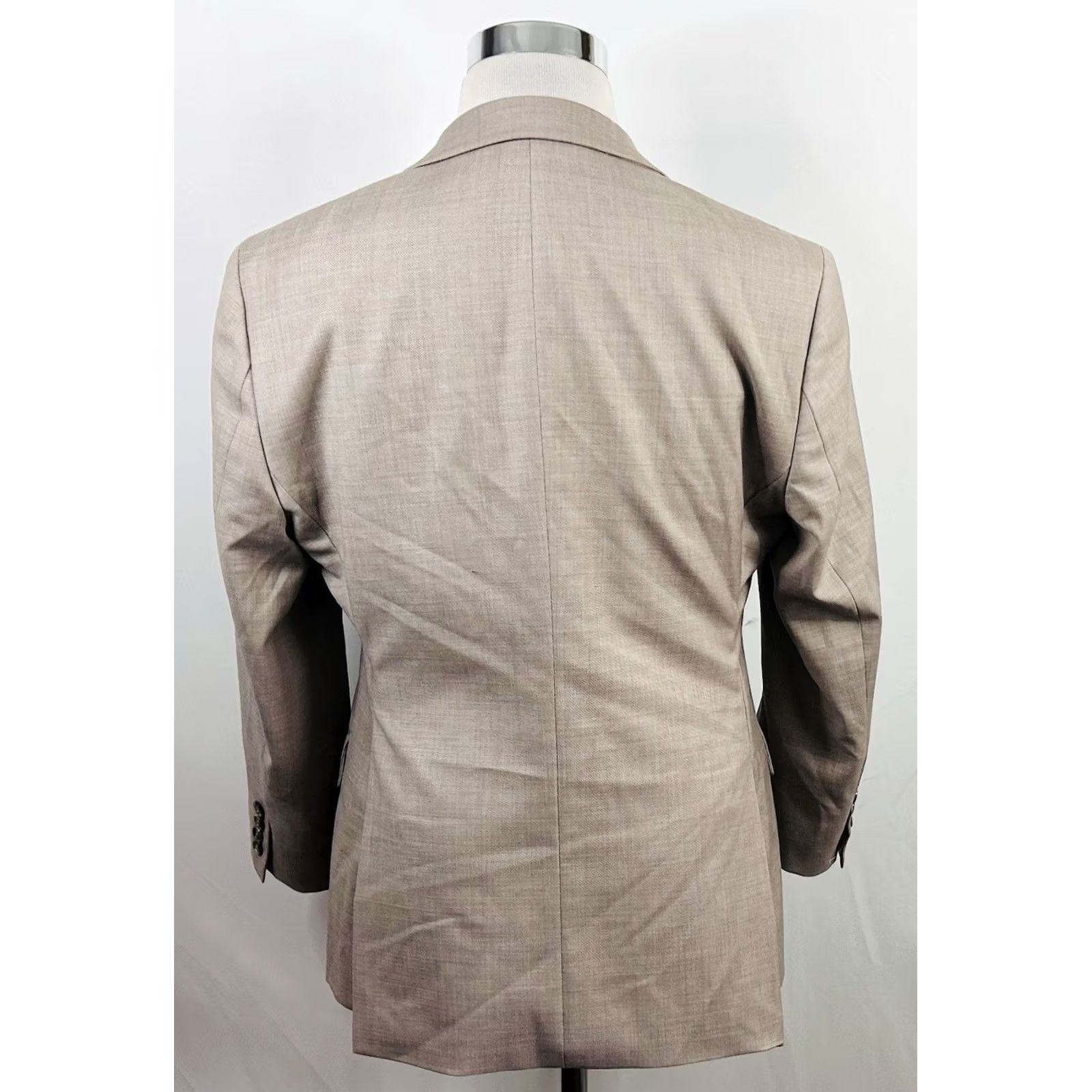 Stafford Stafford 40S Classic Fit Sharkskin Sport Coat Beige Wool Blend Two Button Vented Men's Jacket Size US XS / EU 42 / 0 - 7 Thumbnail