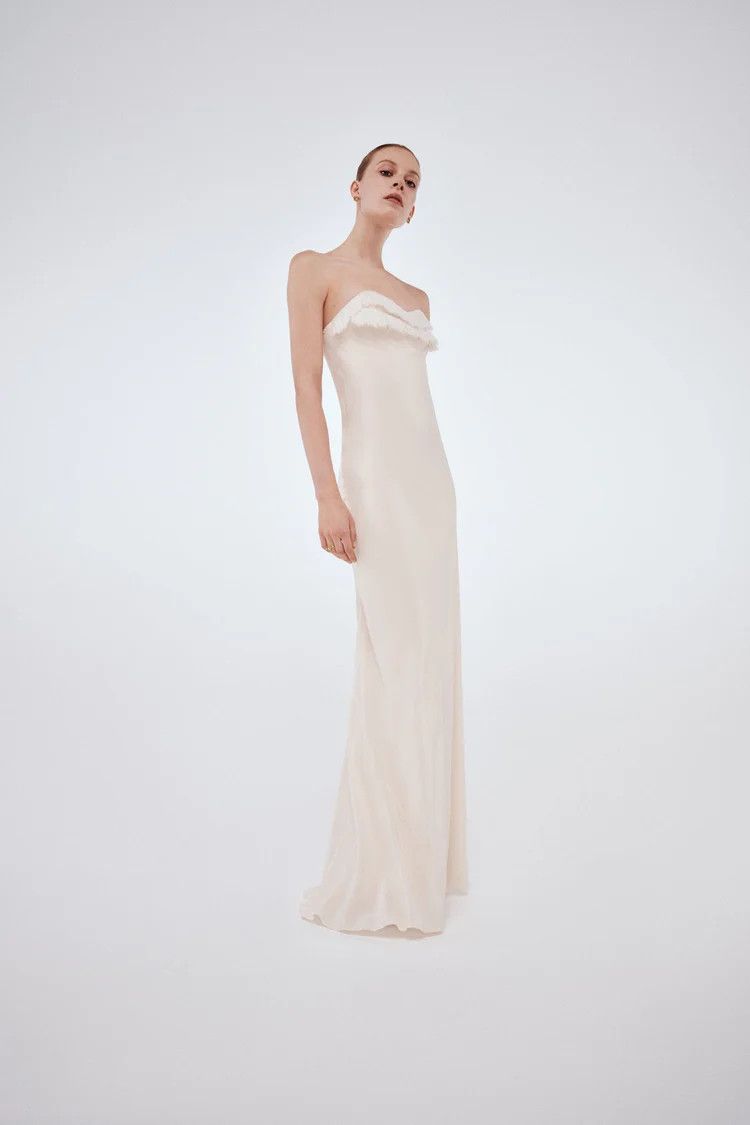 Victoria Beckham o1mle0525 Corset Detail Gown In Ivory Size M / US 6-8 / IT 42-44 - 2 Thumbnail