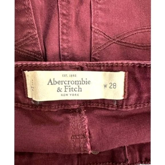 Abercrombie & Fitch Abercrombie & Fitch Jeans Womens 28 Burgundy Skinny Mid-Rise Stretch Denim Pants Size 28" / US 6 / IT 42 - 3 Thumbnail