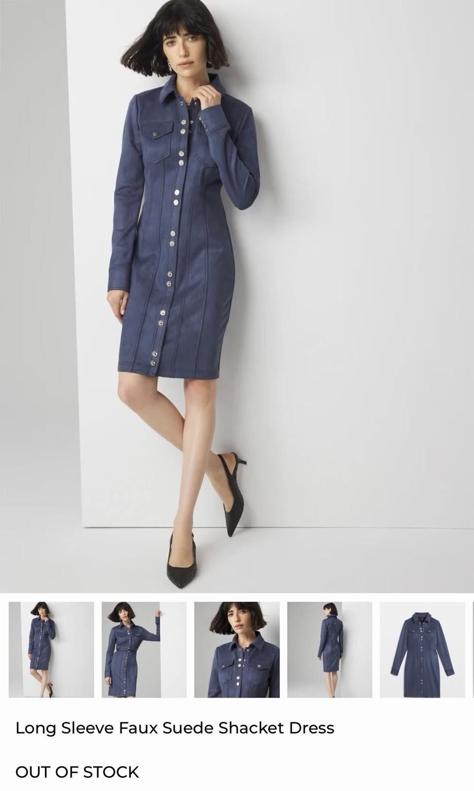 Other WHBM Long Sleeve Fx Suede Shacket Dress Blue Size 4 Sold Out Size S / US 4 / IT 40 - 1 Thumbnail