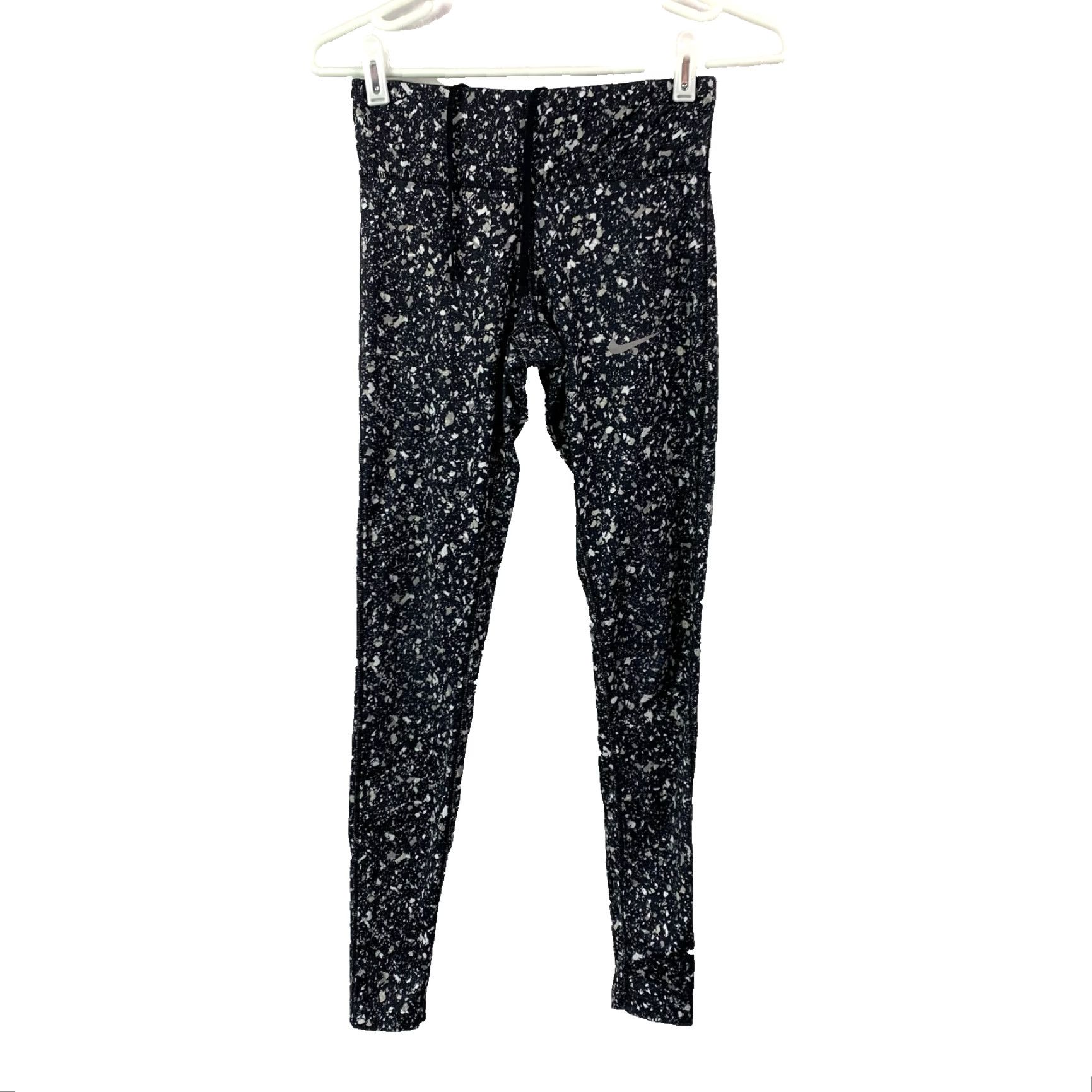 Nike Nike Essential Tights Womens XS Black Confetti 831667-010 Nike Dri-FIT Leggings Athletic XS Women Multicolor Casual Athleisure 27.25in Inseam Size ONE SIZE - 2 Thumbnail