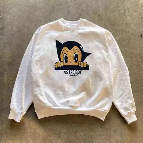Japanese Brand White casual retro cartoon Astro Boy print sweatshirt y2k Size US L / EU 52-54 / 3 - 3 Thumbnail