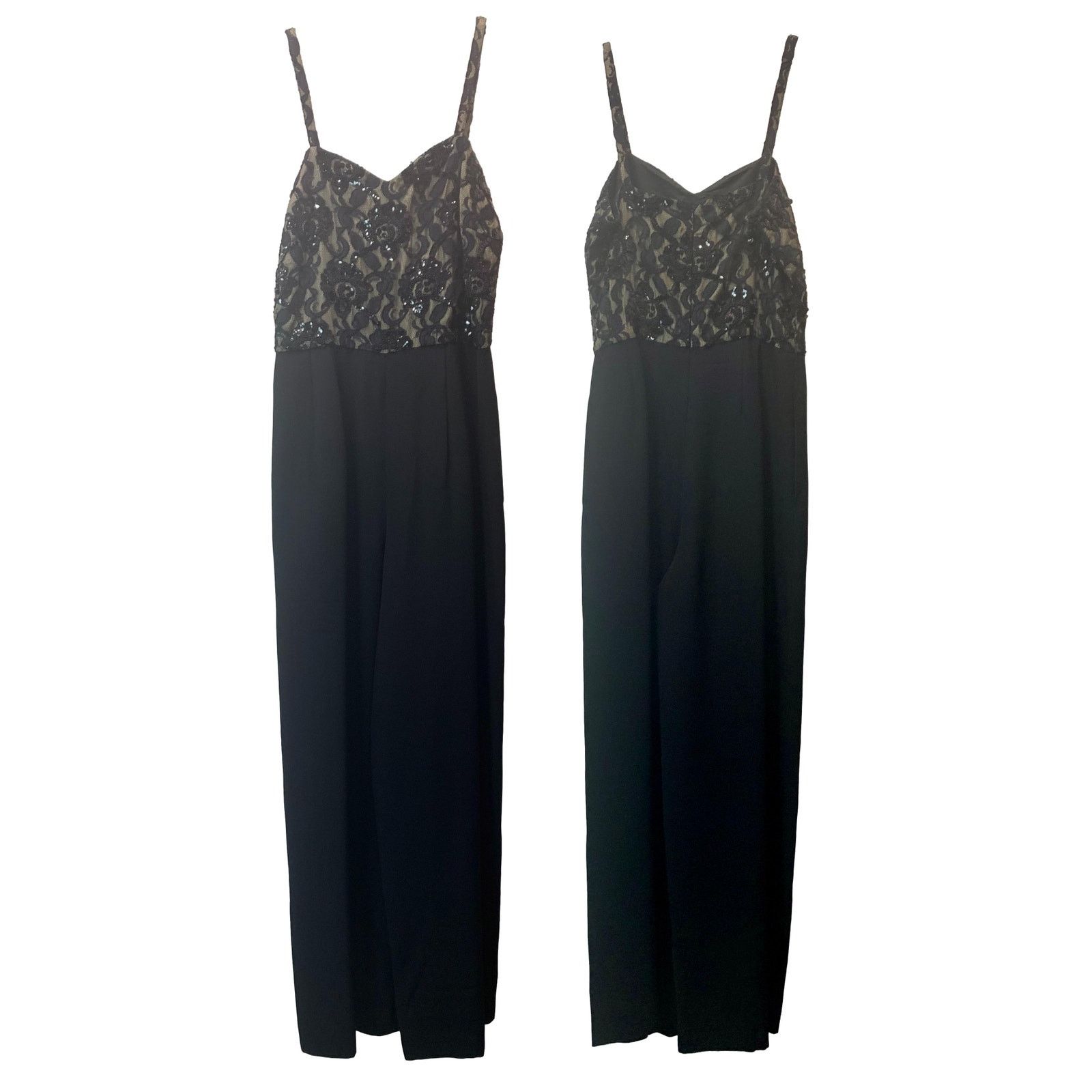 Vintage 80s Nolan Miller Black Jumpsuit Lace Beads and Sequins XS Size 27" / US 4 / IT 40 - 6 Thumbnail