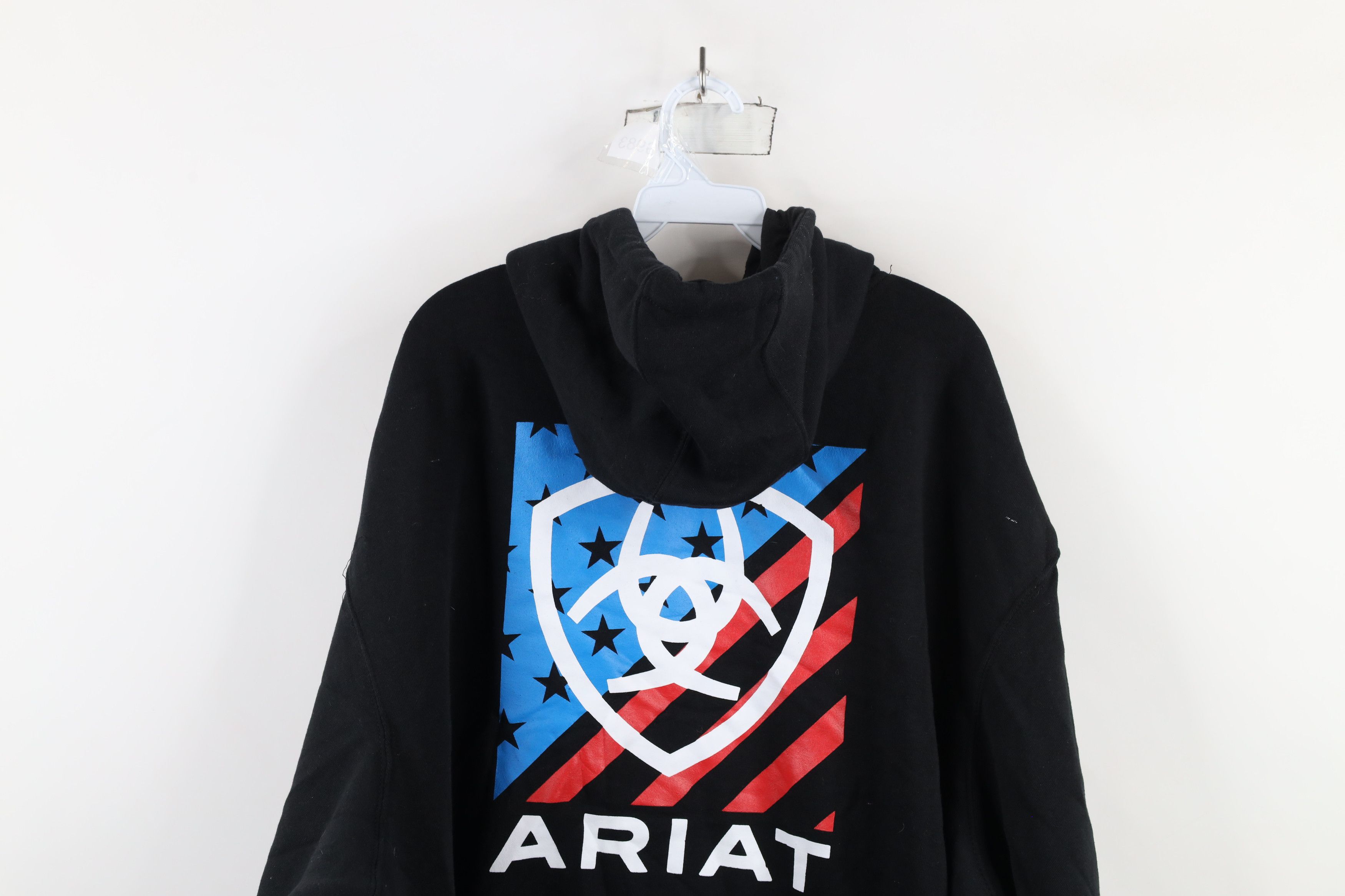 Ariat × Vintage Ariat USA Flag Heavyweight Work Hoodie Sweatshirt Black Size US XXL / EU 58 / 5 - 13 Thumbnail