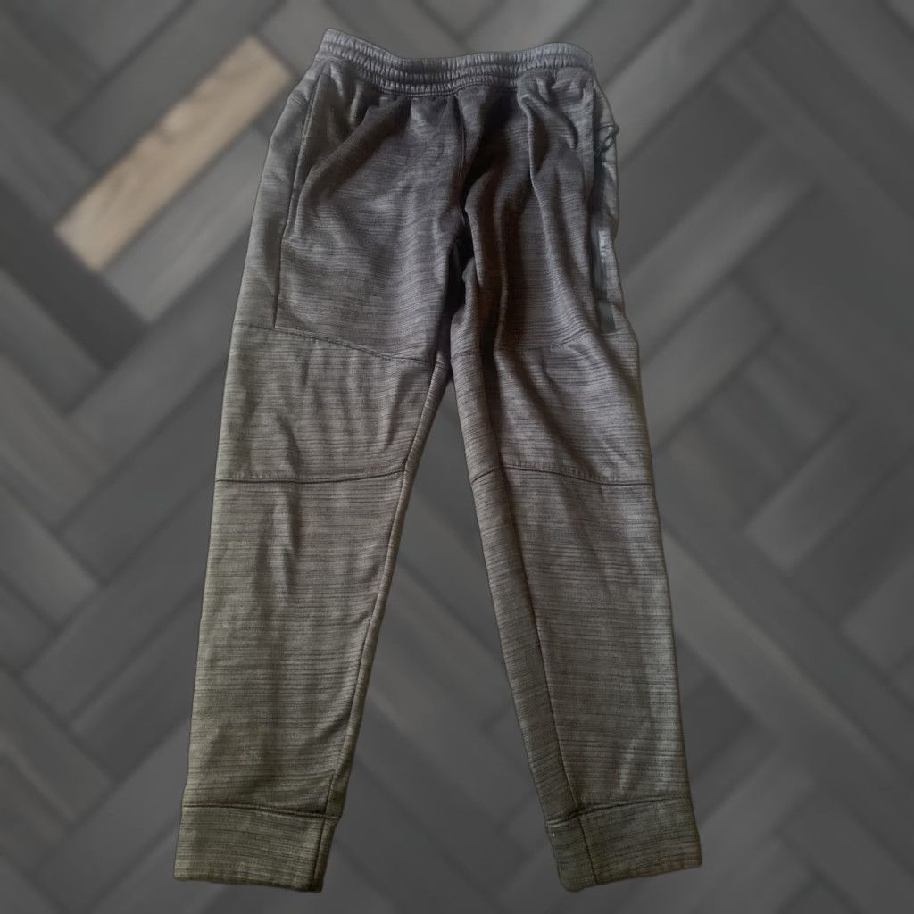 Spalding Spalding L Mens Joggers Drawstring Athleisure Sweatpants Gray Moisture Wicking Pockets Zip Pocket Adjustable Waist Athletic Stretch Size US 33 - 1 Thumbnail