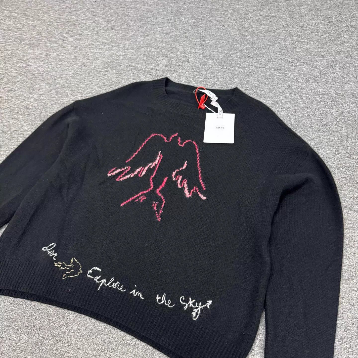 Dior Dior black pink peace dove embroidery cashmere sweater NWT Size M / US 6-8 / IT 42-44 - 3 Thumbnail