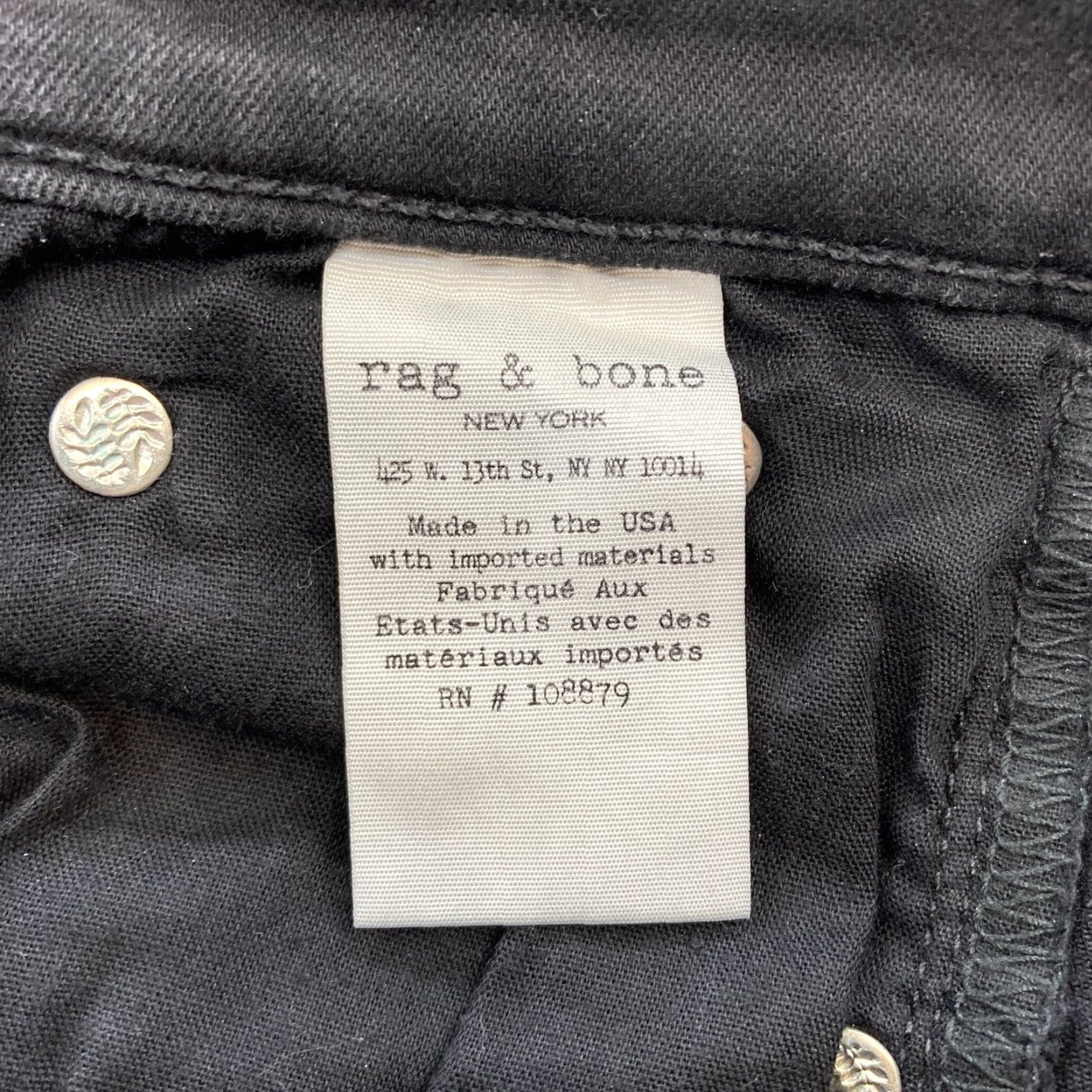 Rag & Bone Rag & Bone Skinny Ankle Jeans Women 27 Black Stretch Denim Low Rise Distressed Jeans Size 27" / US 4 / IT 40 - 6 Thumbnail