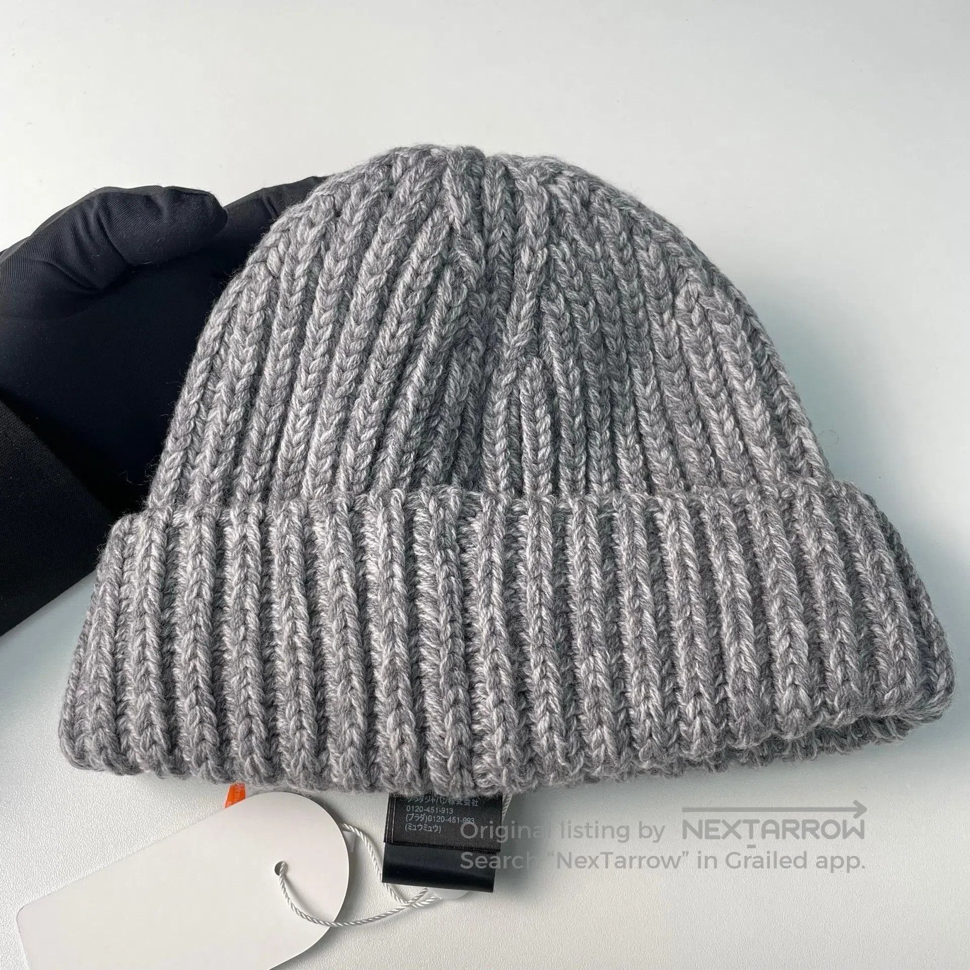 Prada Prada Gray Wool Knit Triangular Logo Cold Hat Knit Cap| Size ONE SIZE - 4 Thumbnail