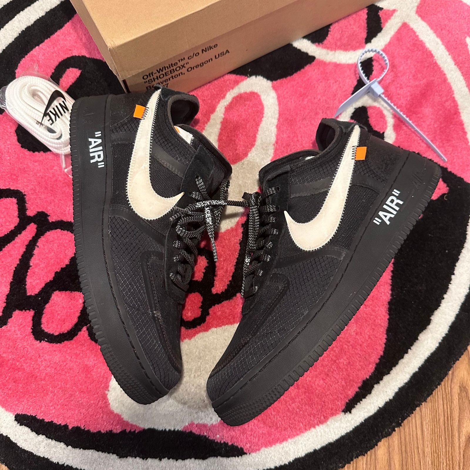 Nike × Off-White Nike Air Force 1 Low Off-White “Black” - Size 11.5 - Used Size US 11.5 / EU 44-45 - 3 Thumbnail