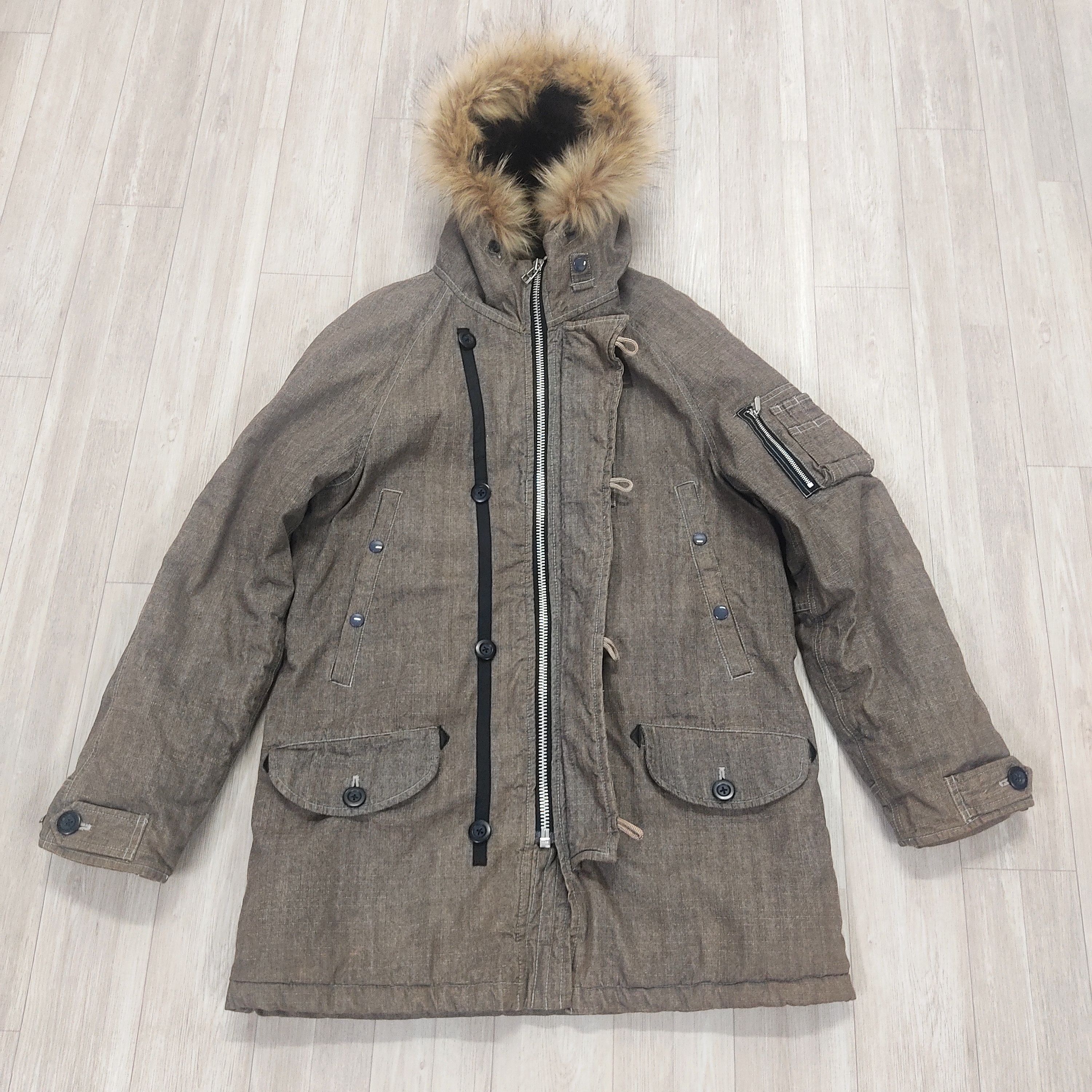 Beauty Beast × Japanese Brand × Takeo Kikuchi TAKEO KIKUCHI Surplus Racoon Fur Hooded Jacket Size US L / EU 52-54 / 3 - 5 Thumbnail