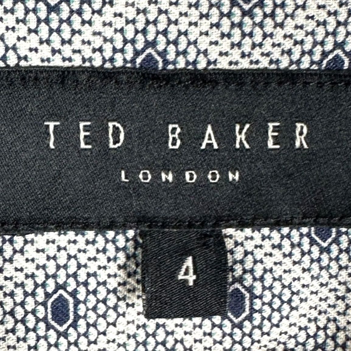 Ted Baker Ted Baker Shirt Men M Navy White Geometric Diamond Print Button Up Long Sleeve Collared 4 Medium Sanlon Size US M / EU 48-50 / 2 - 4 Thumbnail
