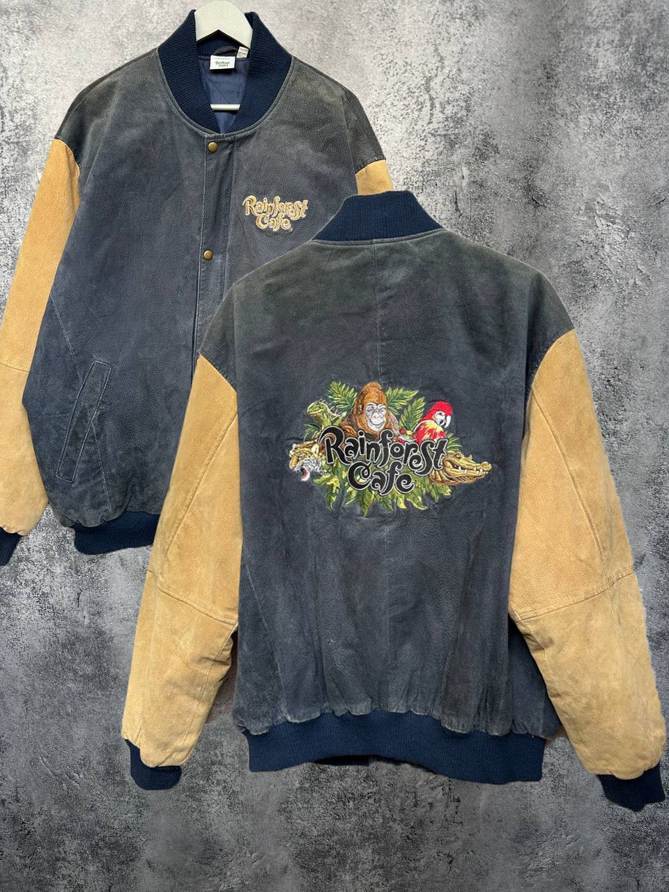 Rainforest Vintage Rainforest Cafe Leather Bomber Jacket XL Varsity Size US XL / EU 56 / 4 - 1 Thumbnail