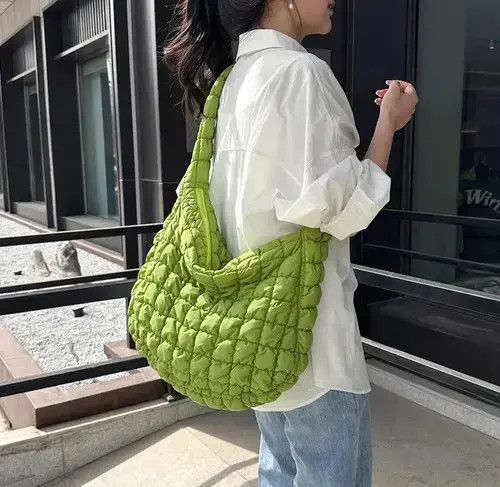Quilted Padded Crossbody Bag in Green, Men's