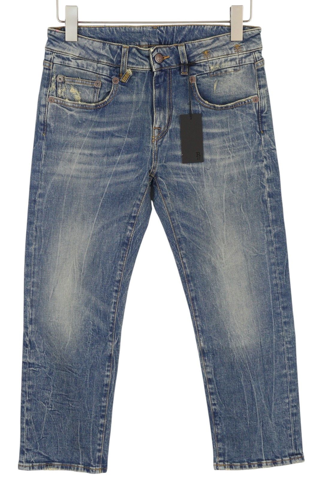 R13 BOY STRAIGHT 27 Kelly Stretch Washed Cropped Zip 86346 Size 27" / US 4 / IT 40 - 2 Thumbnail