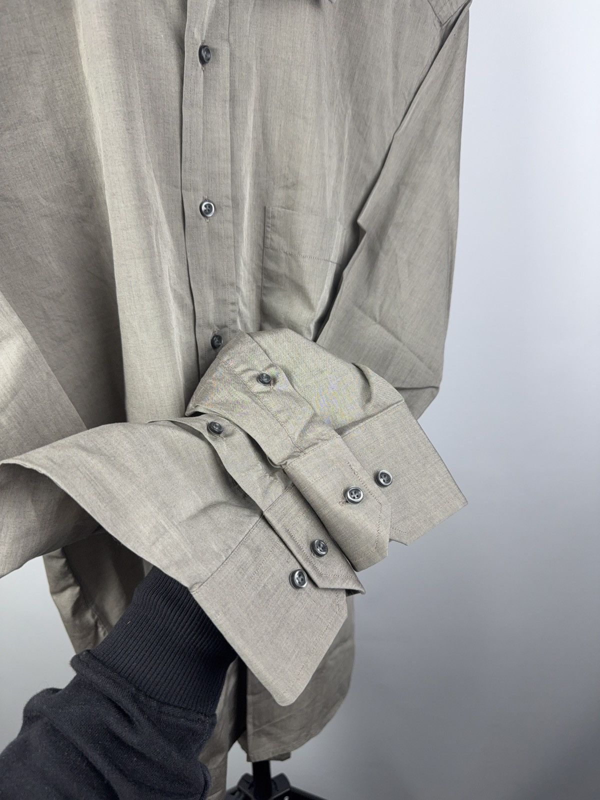 Hugo Boss Hugo BOSS Italian Fabric Dress Shirt Taupe Cotton 40 15 3/4 Size US L / EU 52-54 / 3 - 11 Thumbnail