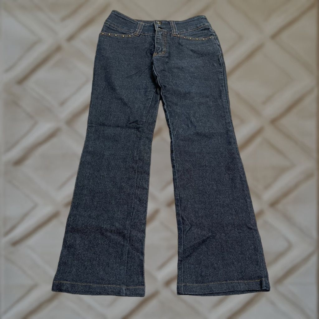 Denime Feng Bootcut Denim Jeans Juniors 28 Blue Dark Wash Mid Rise 100% Cotton 5-Pocket City Modern Women Jeans 28x27 Size 28" / US 6 / IT 42 - 1 Thumbnail