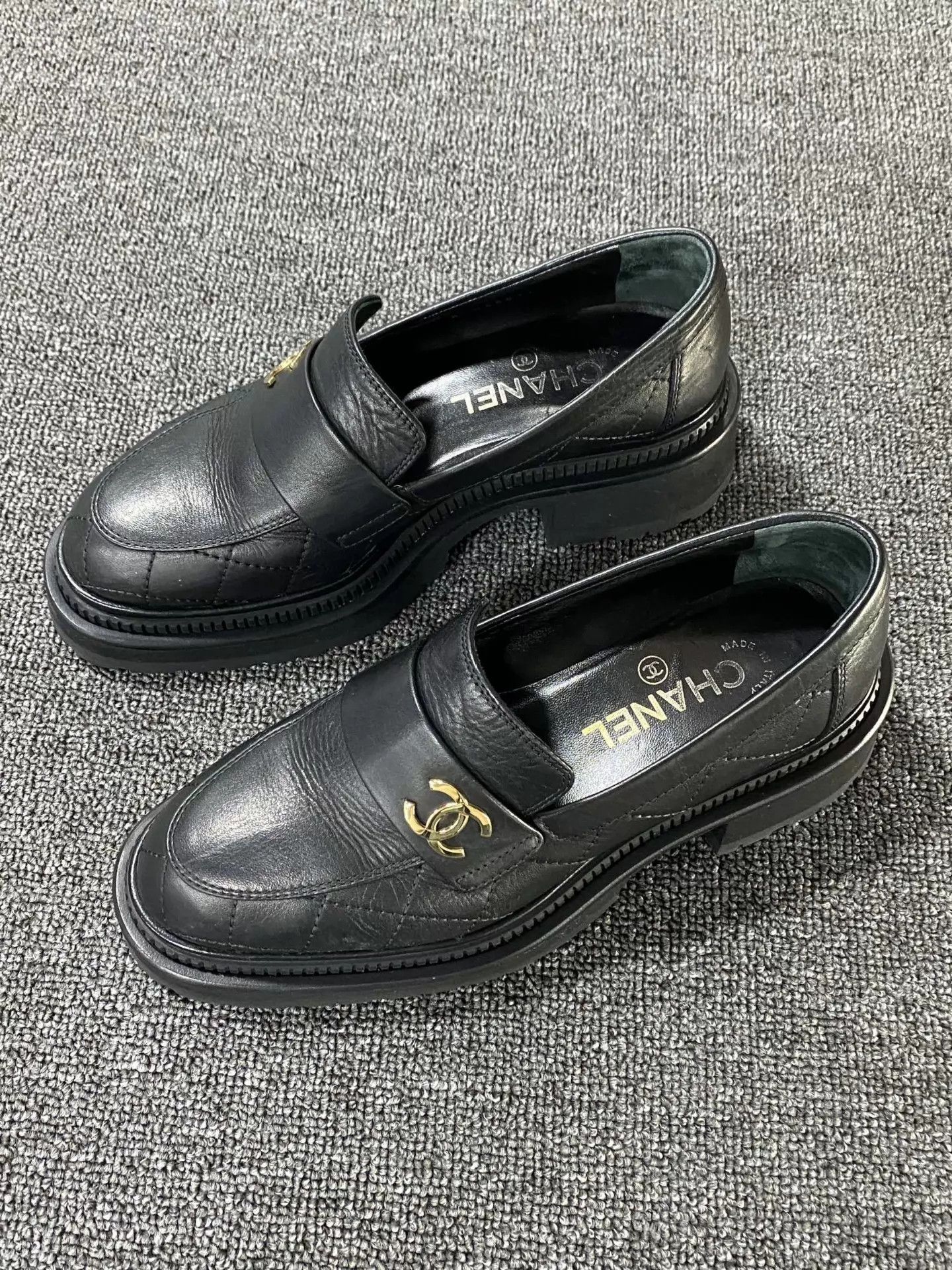 Chanel Chanel women's Quilted Metal Logo Leather Loafer Size US 6 / IT 36 - 1 Thumbnail