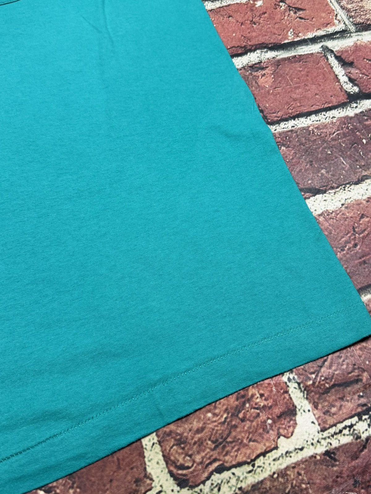 Fruit Of The Loom Vintage Turquoise Blank Selvedge Pocket Tee Single Stitch Size US XXL / EU 58 / 5 - 7 Thumbnail