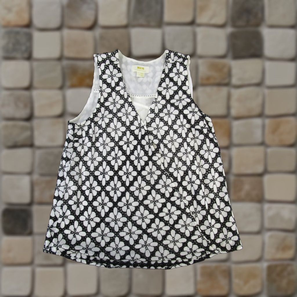 Vintage VINTAGE Maeve Floral Sleeveless Blouse Women Small Black White Rayon 90s Anthropologie Top Women Size XS / US 0-2 / IT 36-38 - 1 Thumbnail