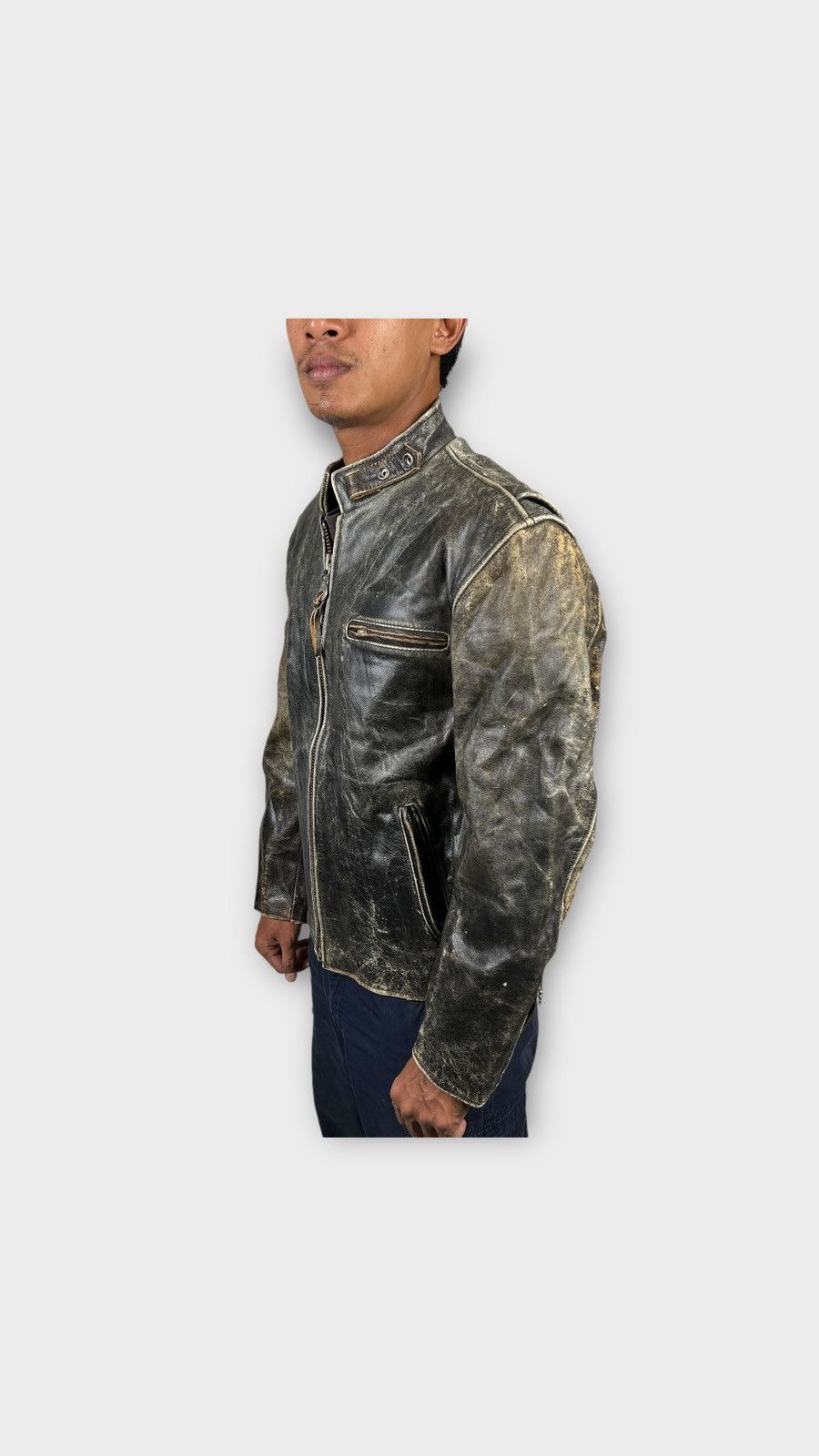 Japanese Brand 🔥 70s VINTAGE RBC LEATHER ROAD MASTER MOTO RIDER JACKET Size US L / EU 52-54 / 3 - 3 Thumbnail