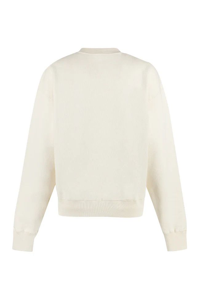 Jil Sander o1mle0824 Logo Detail Cotton Sweatshirt in Off White Size M / US 6-8 / IT 42-44 - 2 Thumbnail
