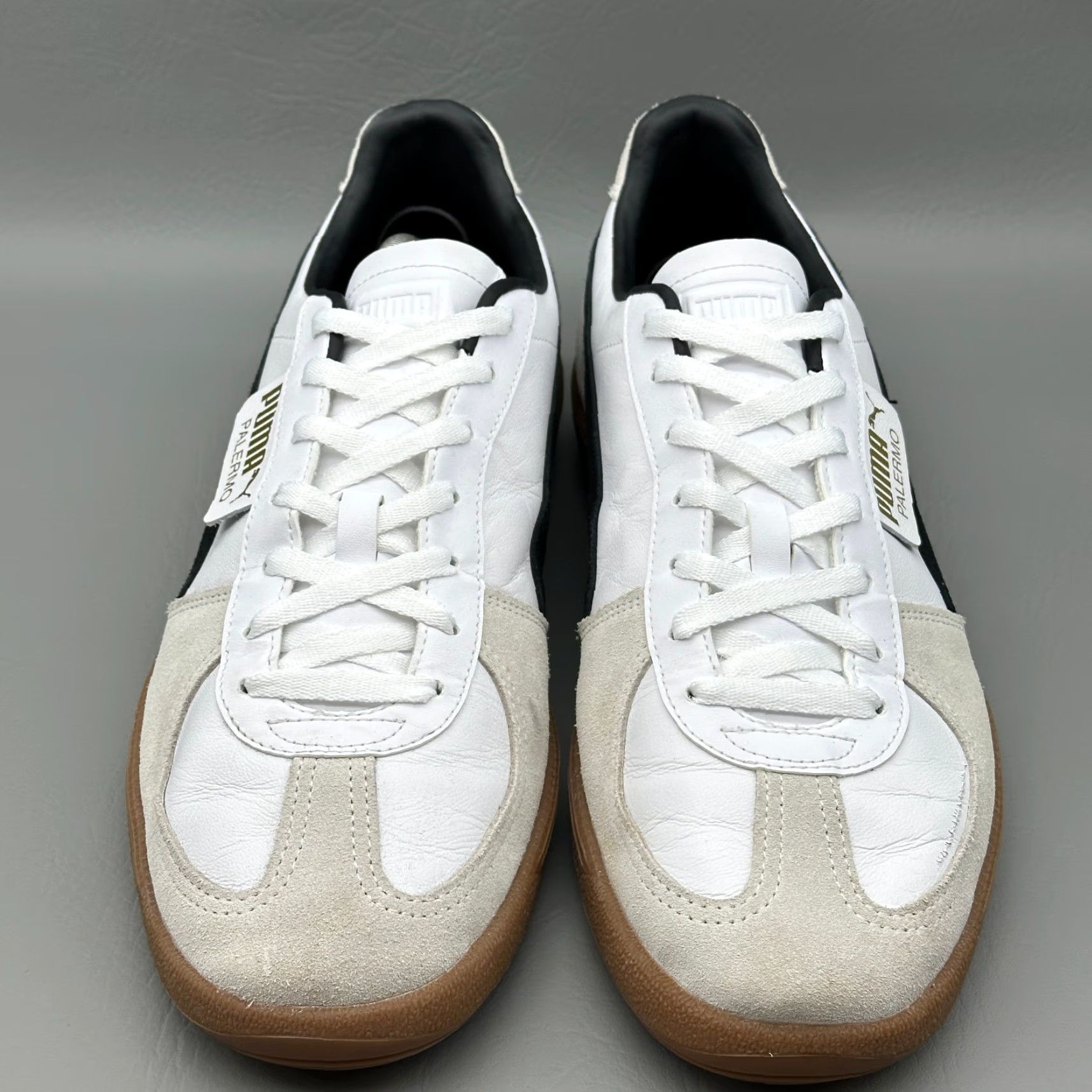 Puma VINTAGE Puma Palermo Mens Size 13 White Leather Soccer Futbol Gum Sole Casual 396464-01 Size ONE SIZE - 6 Thumbnail