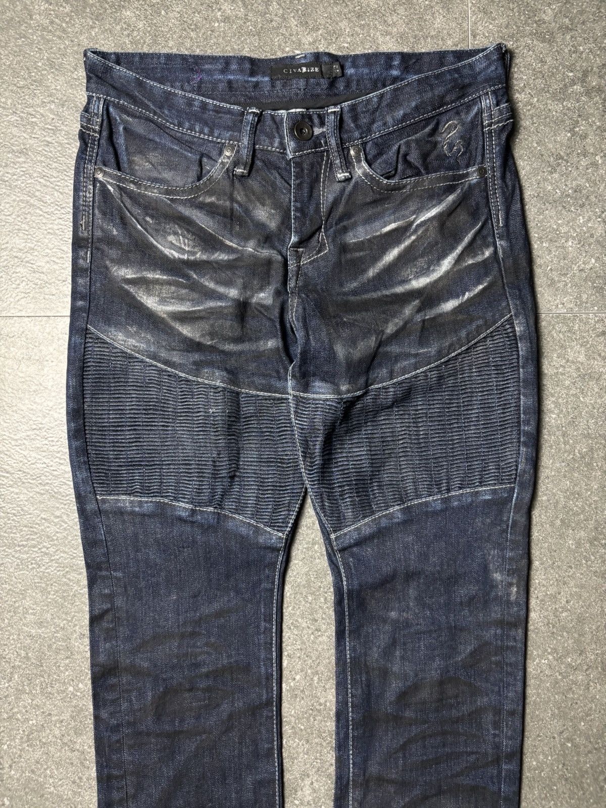 Japanese Brand 2000s Civarize Riders Silver Claw Marks Slim Bootcut Jeans Size US 29 - 2 Thumbnail
