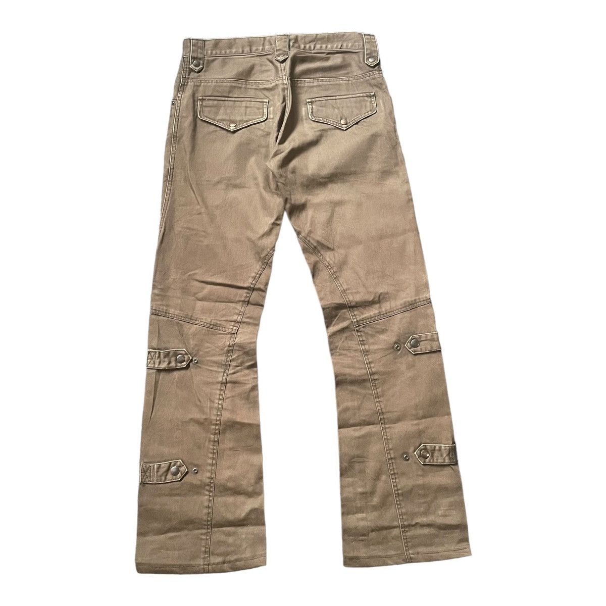 image of Issey Miyake x Tete Homme Vintage Tete Homme Snap Button Flared Pants in Green Olive (Size 31)