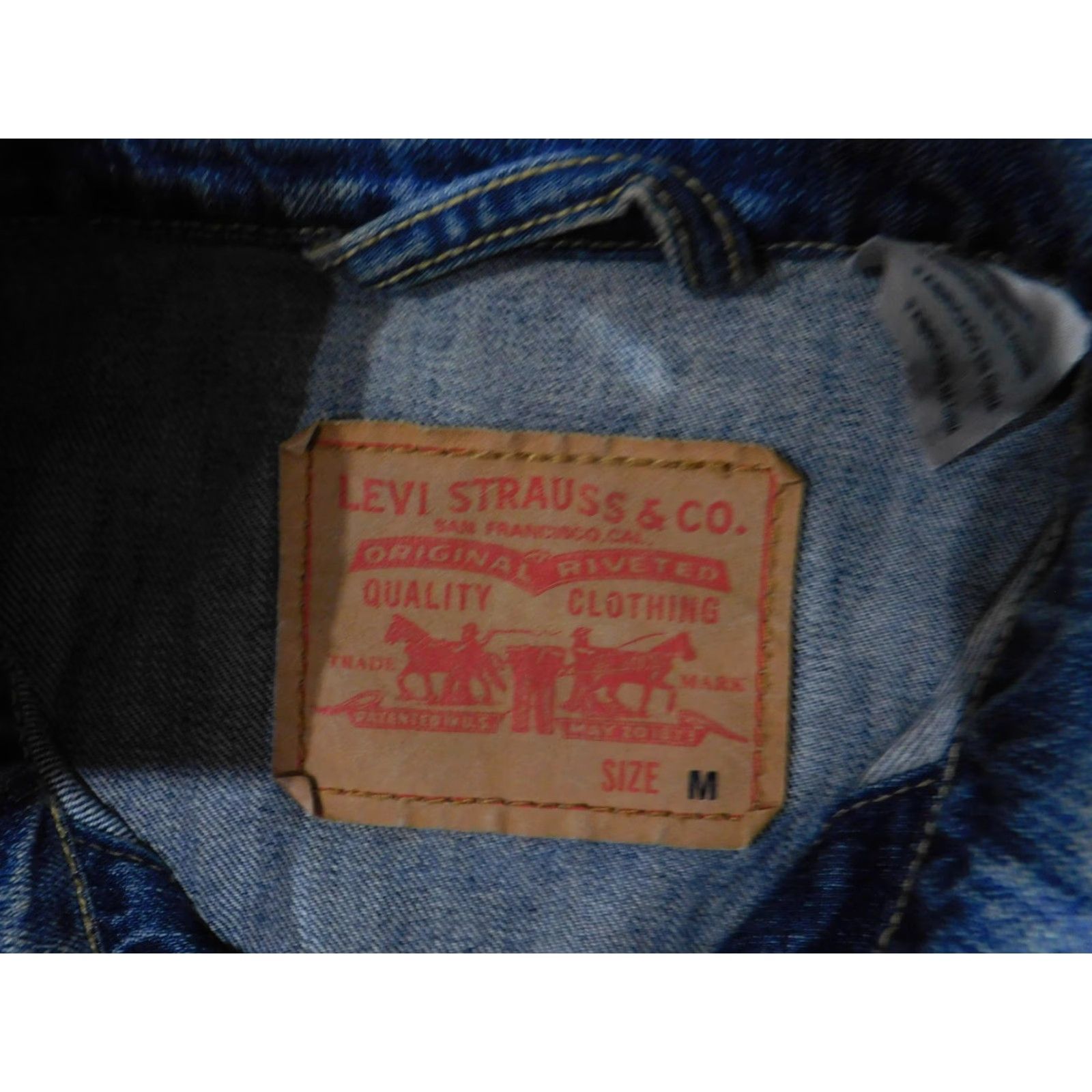 Levi's VINTAGE Levi's Jacket Mens Medium Blue Denim Hand-Painted Love Hate Flames Art Bomber Jacket Size US M / EU 48-50 / 2 - 5 Thumbnail