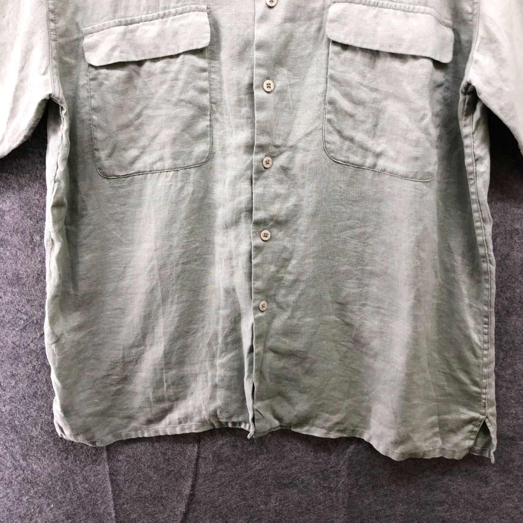 Vintage Bruno Washable Linen Shirt Mens L Sage Green Utility Short Sleeve Chest Pocket Shirt Linen Bruno Men L Green Sage Flowers Beach 90s? Size US L / EU 52-54 / 3 - 4 Thumbnail