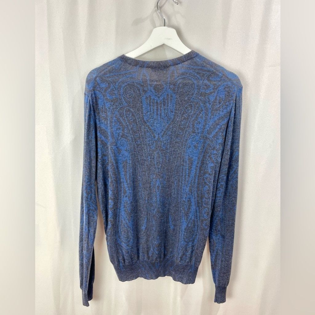 Etro ETRO Blue Paisley Cashmere Silk Crewneck Sweater Size S Size US S / EU 44-46 / 1 - 3 Thumbnail