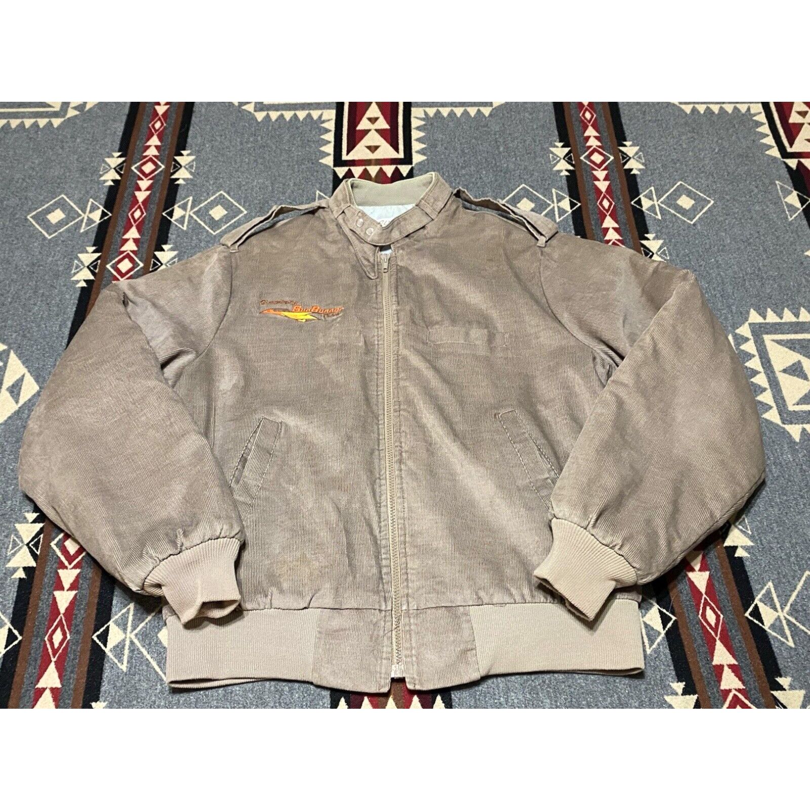 image of Vintage Whang Usa Corduroy Simplicity Sunrunner Team Mowers Jacket Coat L Quilt Hr in White (Size L