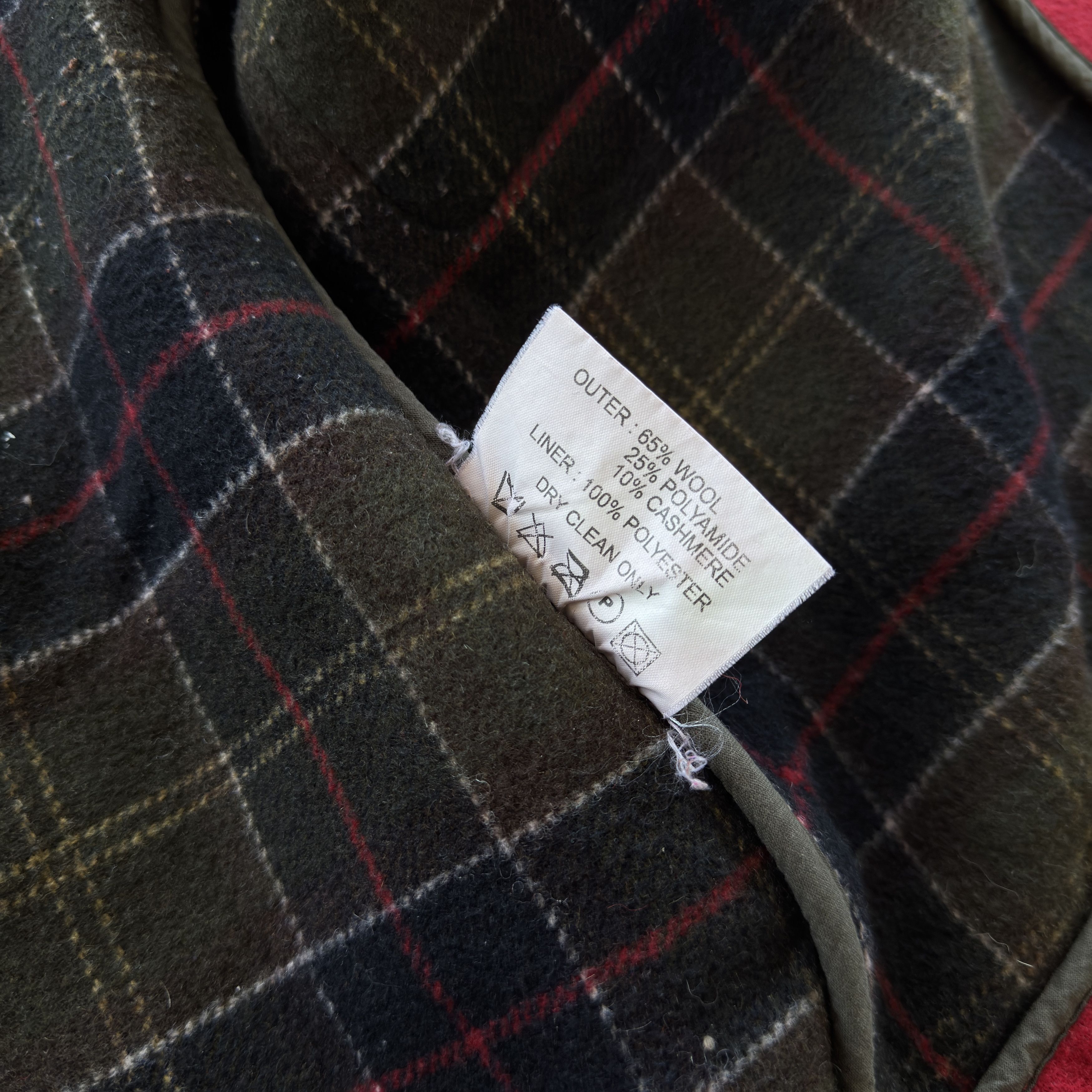 Barbour Red Barbour Wool Cashmere Duffle Coat Tartan Lining Size 16 Size L / US 10 / IT 46 - 10 Thumbnail