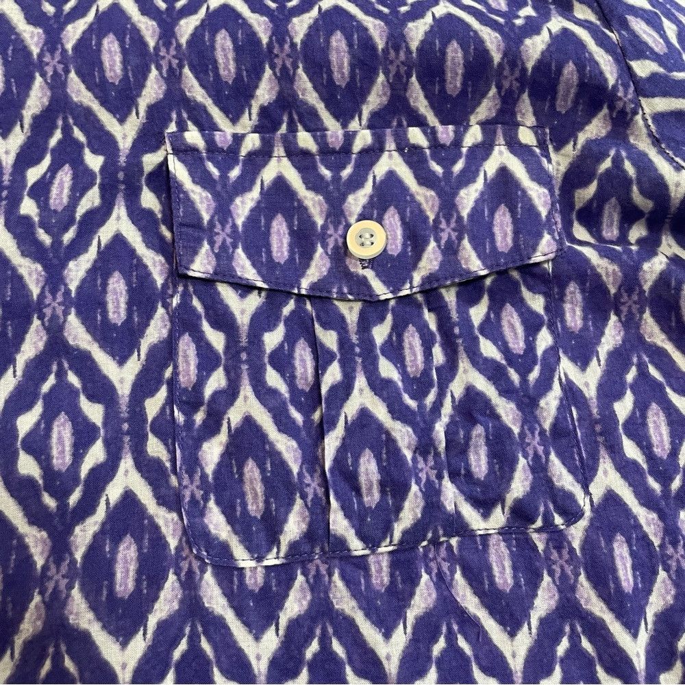 Chicos Chico's Purple Cotton Ikat 3/4 Sleeve Button Shirt Size 3 U Size XL / US 12-14 / IT 48-50 - 8 Thumbnail