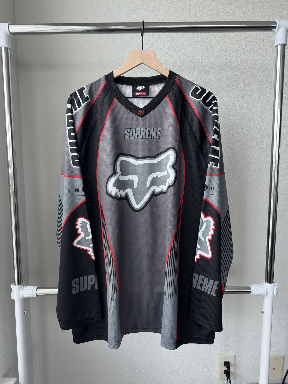 Fox Racing × Supreme Supreme Fox racing moto Jersey top black
