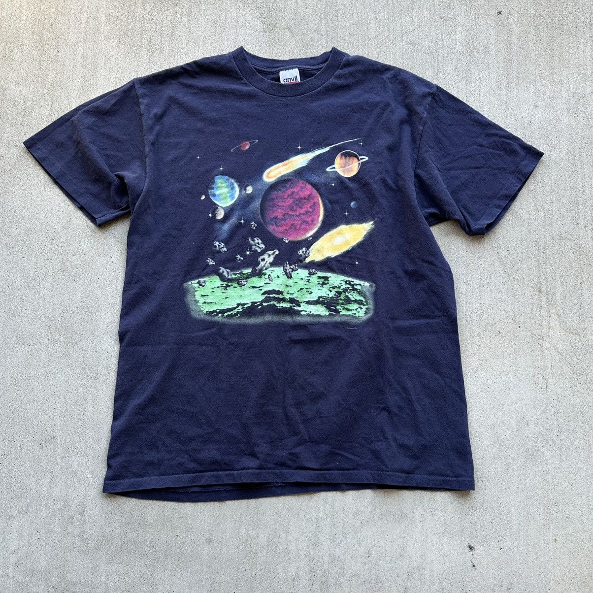Anvil Vintage Space T Shirt 90s Galaxy Single Stitch Universe Size US L / EU 52-54 / 3 - 1 Thumbnail