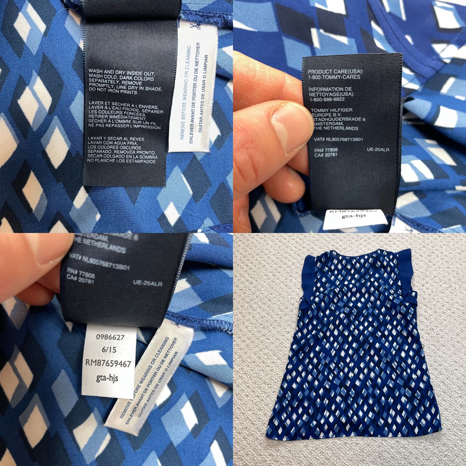 Tommy Hilfiger Tommy Hilfiger Blouse Womens XXS 2XS Blue Argyle Flutter Cap Sleeve Shirt Size XXS / US 00 / IT 34 - 8 Thumbnail