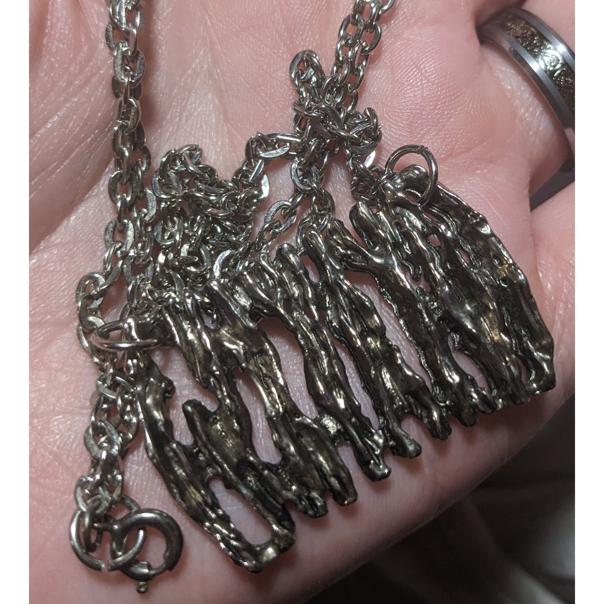 Other Abstract Silver Tree Bark Pendant Necklace Size ONE SIZE - 7 Thumbnail