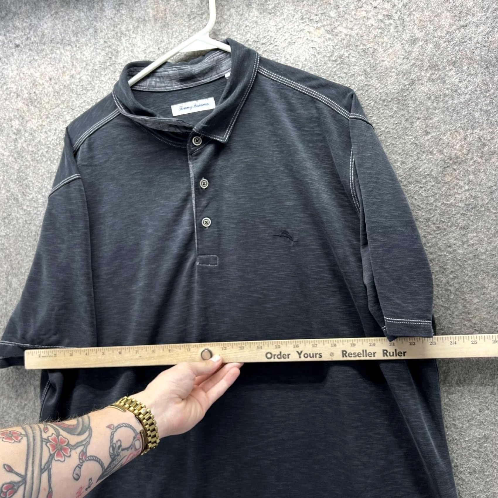 Tommy Bahama Tommy Bahama Polo Shirt Mens 2XL Gray Solid Knit Modal Marlin Logo Casual Golf Shirt Size US XXL / EU 58 / 5 - 4 Thumbnail