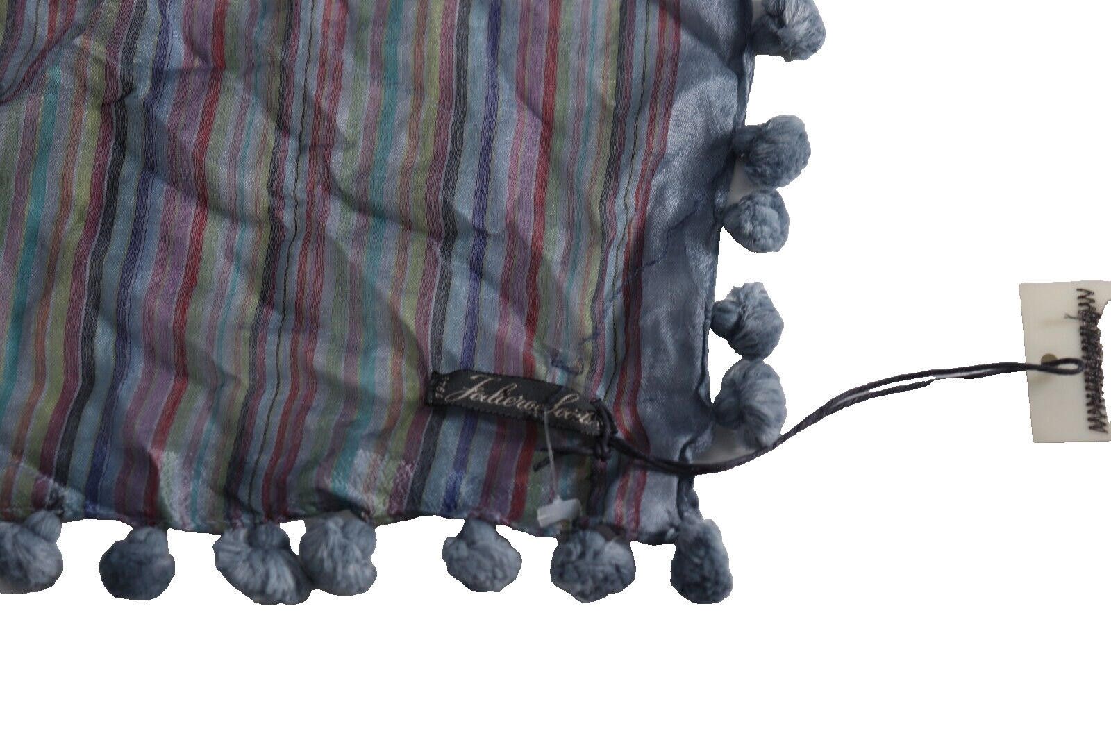 Designer Faliero Sarti Unisex 90 X 95 Blue Striped Sombrino Scarf NWT Size ONE SIZE - 6 Thumbnail