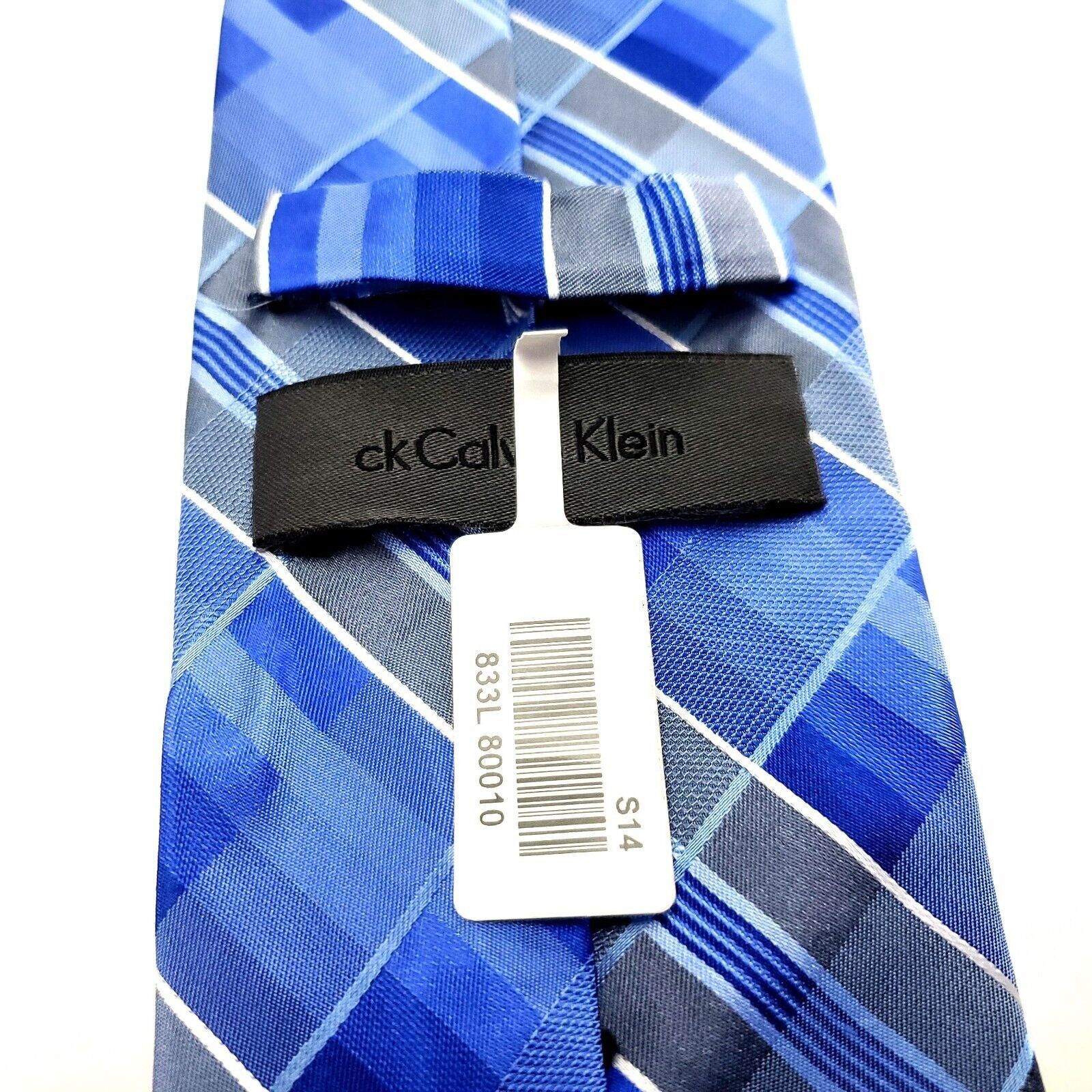 Calvin Klein Calvin Klein Blue Silk Tie Woven Skinny Plaids & Stripes Size ONE SIZE - 3 Thumbnail