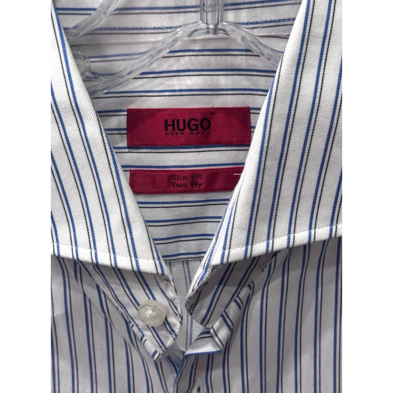 Hugo Boss Hugo Boss Shirt Long Sleeve Blue White Stripe Small Slim 15 x 33/34 s Mens Size US S / EU 44-46 / 1 - 5 Thumbnail