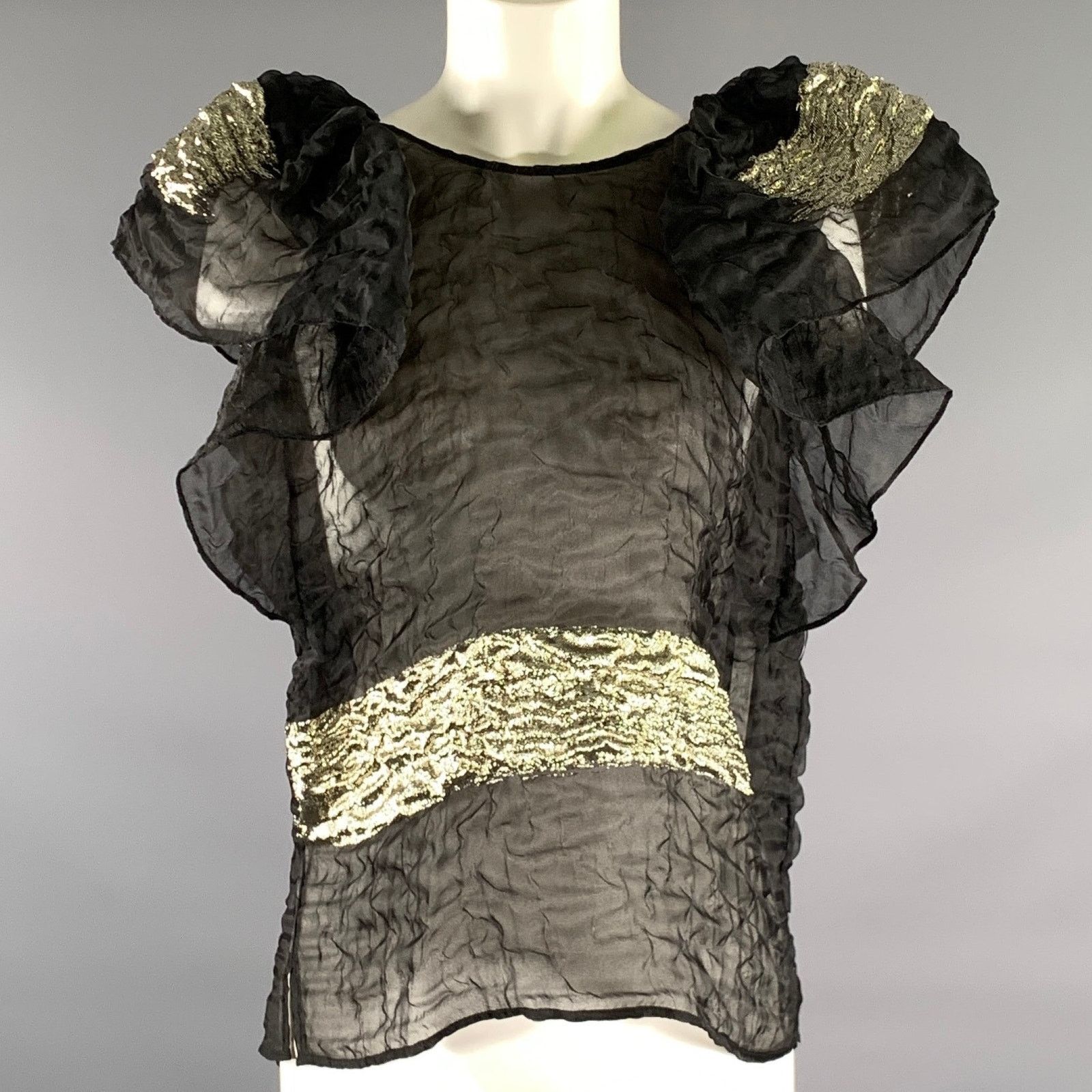 Rachel Comey RACHEL COMEY Size 4 Black Silver Metallic Dress Top Size S / US 4 / IT 40 - 1 Thumbnail