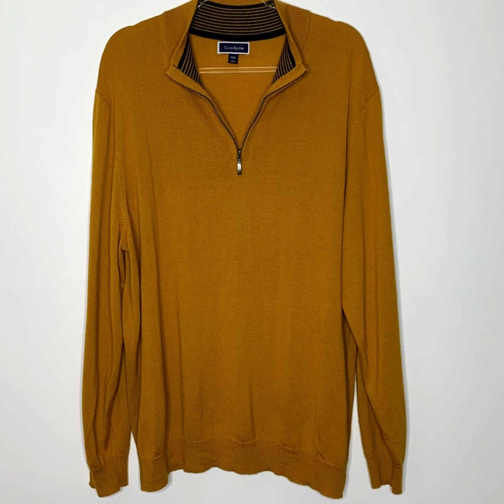 Club Room VINTAGE Club Room Sweater Pullover Mens Size XXL Merino Wool Blend Half Zip Long Sleeve Rust/Mustard Size US XXL / EU 58 / 5 - 4 Thumbnail